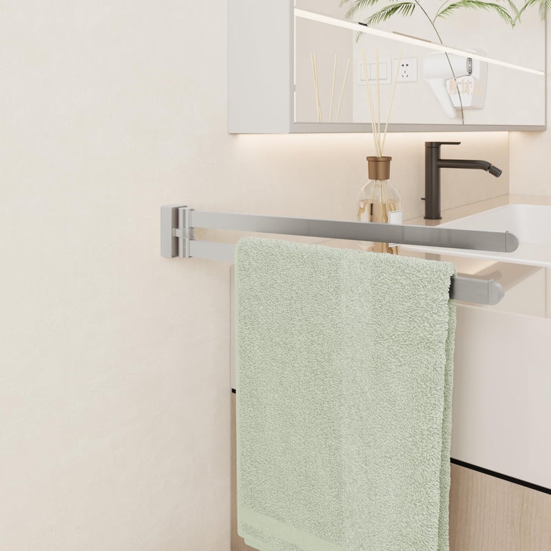 BGL Swivel Towel Bar Brushed Nickel,Two Arms Wall Mount Towel Hanger Holder for Bathroom Organizer - Image 3